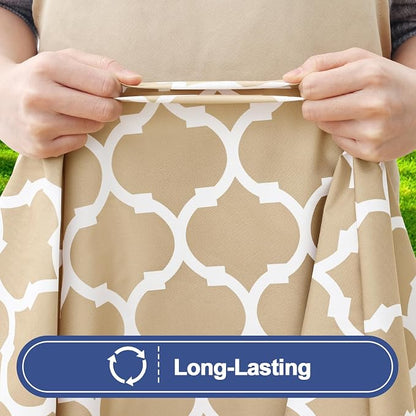 Smiry 2 Pack Rectangle Table Cloth 4 Foot, Waterproof Elastic Fitted Tablecloths, Windproof Washable Polyester Table Cover for Picnic, Camping, Outdoor (Khaki, 30"x48")