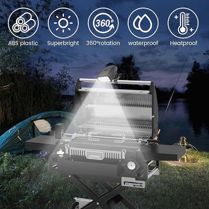 Grill Light with 10 Light Beads, BBQ Lights for Grill, Heat Resistant & Rainproof LED Grill Light for Outdoor Grill Barbecue Picnic, Grill Accessories (Batteries not Included)