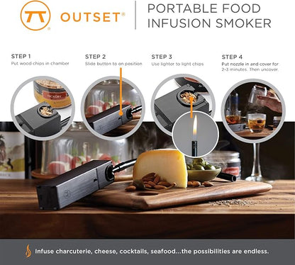 Outset Portable Food Infusion Smoker, 9-Inch, Black