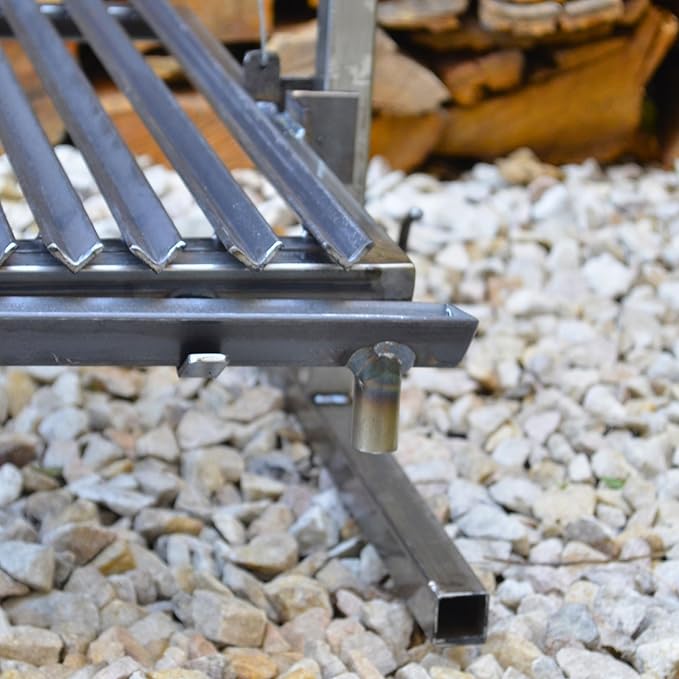Iron Argentinian Style Santa Maria Grill - V Angle - Iron Grill - (Santa Maria Grill Argentinian Style + Iron Griddle + Brazier)