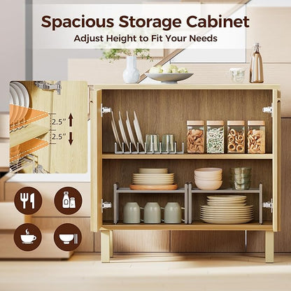 31 inch Sideboard Buffet Cabinet, Modern Credenza with 2 Doors & Adjustable Shelf, Small Coffee Bar Storage for Kitchen, Entryway