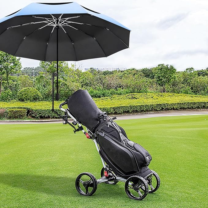 HOBVO UPF 50+ Golf Umbrella with Adjustable Universal Clamp, Portable Umbrellas for Rain, Manual Open & Close, for Beach Chair, Golf Cart, Stroller, Bleacher, Patio