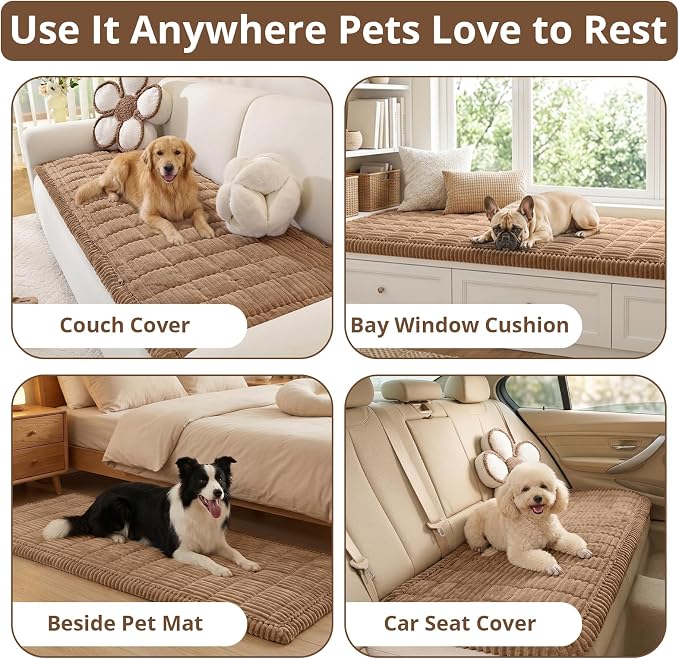 OstepDecor Couch Cover for Dogs, Washable Non Slip Sofa Cover for Pets | Soft Couch Covers for Sofa, Loveseat and Sectional, Furniture Protector Against Pet Hair & Dirt (35.4" x 63", Brown)