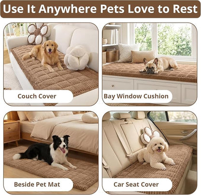 OstepDecor Couch Cover for Dogs, Washable Non Slip Sofa Cover for Pets | Soft Couch Covers for Sofa, Loveseat and Sectional, Furniture Protector Against Pet Hair & Dirt (35.4" x 63", Brown)