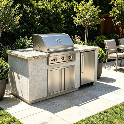 JIE JIN Outdoor Kitchen Door 24" W X 24" H Double Doors BBQ Access Door BBQ Island Door 304 Brushed Stainless Steel Flush Mount Door for Outdoor Kitchen BBQ Island Outdoor Cabinet Doors