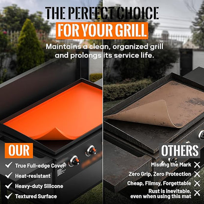 17” Silicone Griddle Mat for Blackstone - Heavy-Duty Food-Grade Griddle Cover & Full Surface Protection, Waterproof, Rust & Dust-Proof, Essential Blackstone Griddle Accessories for Outdoor BBQ