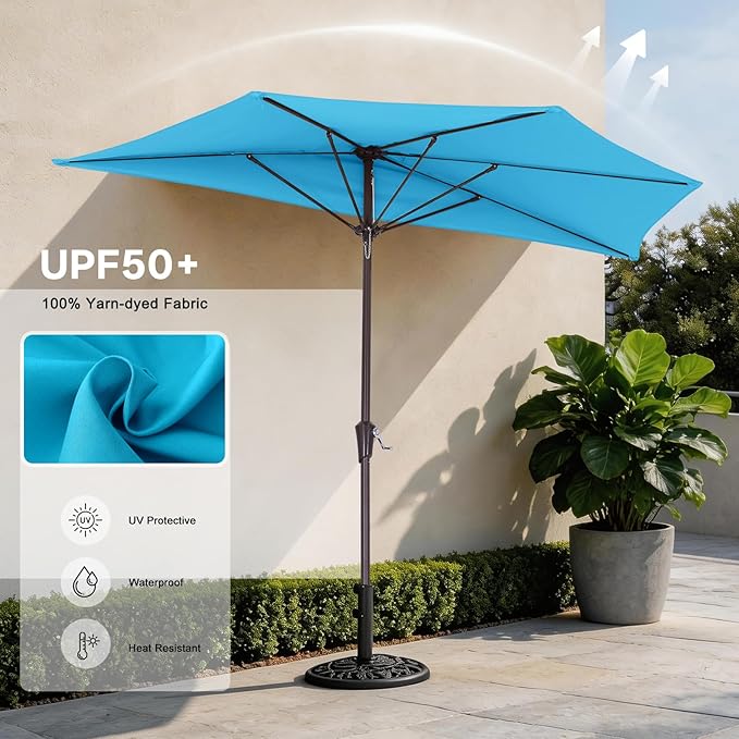 ABCCANOPY Patio Umbrella 11FT - Outdoor Half Umbrellas for Patio, Backyard, Garden, Deck (Turquoise)