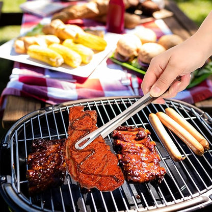 2 Pcs 11 Inches and 9.45 In Kitchen Tongs Korean BBQ Tweezers Grill Tools Stainless Steel Kitchen Tweezers Grill Food For Cooking, Meat, Bread & Ice, Clip Head Hollow Design
