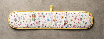 Maison d' Hermine Double Oven Mitts 100% Cotton 7"x35" Double Oven Mitt Heat Resistant BBQ Cooking Gloves with Loop Baking Grilling Kitchen Hotel Home Farmhouse Spring Summer (Happy Florals - Sweety)