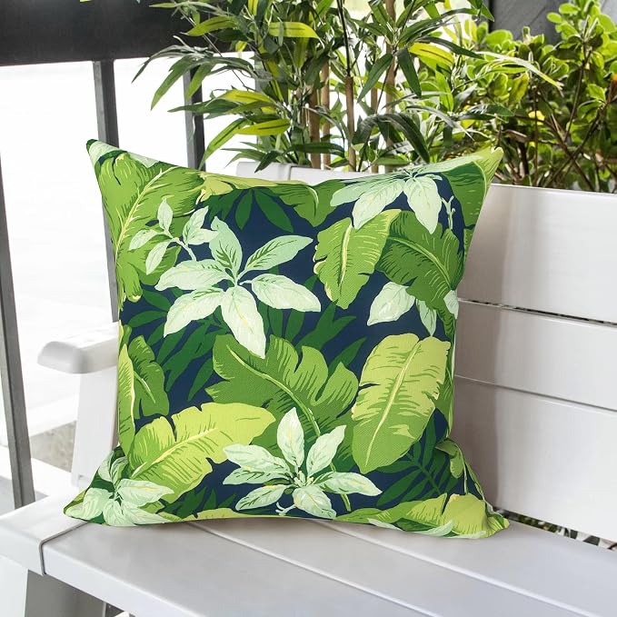 LVTXIII Outdoor Pillow Covers 20x20 Inch, 2 Pack Large Square Throw Pillow Cases, Fade-Resistant Cushion Covers for Patio Furniture Sofa, Garden Porch, Jungle Leaves