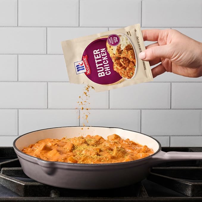 McCormick Seasoning Mix, Butter Chicken, For Aromatic Indian Butter Chicken That’s Ready in 30 Minutes, 0.87 oz (Pack of 12)