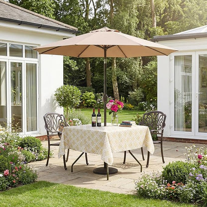 Poise3EHome Square Outdoor Tablecloth with Umbrella Hole and Zipper,Khaki 60x60 Inch,Polyester SpillProof Washable Table Cloth for Spring Summer Patio Garden Poolside Picnic Camping BBQS