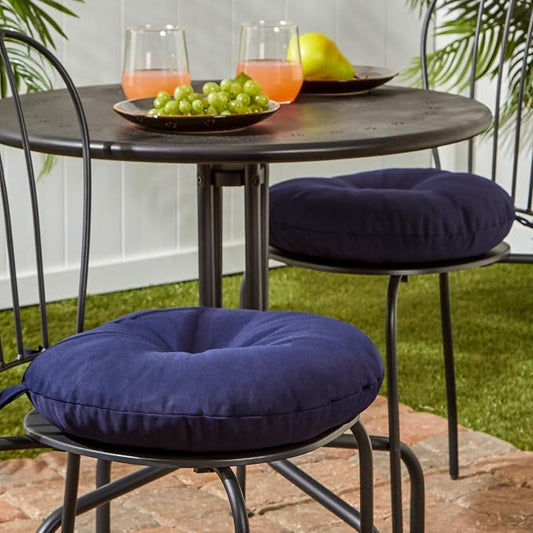 Greendale Home Fashions Midnight Outdoor 15-inch Bistro Seat Cushion, Set of 2