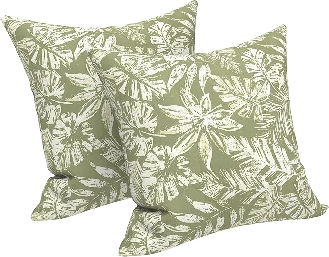 LVTXIII Outdoor Pillow Covers 20x20 Inch, 2 Pack Large Square Throw Pillow Cases, Fade-Resistant Cushion Covers for Patio Furniture Sofa, Garden Porch, Tropical Leaf Green
