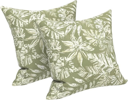LVTXIII Outdoor Pillow Covers 20x20 Inch, 2 Pack Large Square Throw Pillow Cases, Fade-Resistant Cushion Covers for Patio Furniture Sofa, Garden Porch, Tropical Leaf Green
