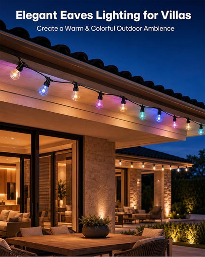 27FT Outdoor String Lights, RGBW LED String Lights Outdoor with APP & RF Remote Control, Color Changing Patio Lights Outdoor Waterproof IP65, for Backyard Garden Party Wedding Christmas Decor