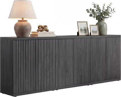 SICOTAS Buffet Cabinet with Storage Accent Sideboard Modern Credenza with Doors & Shelves Fluted Media Console Mid Century Coffee Bar Table for Living Room Kitchen Dining Room Hallway(3PCS)