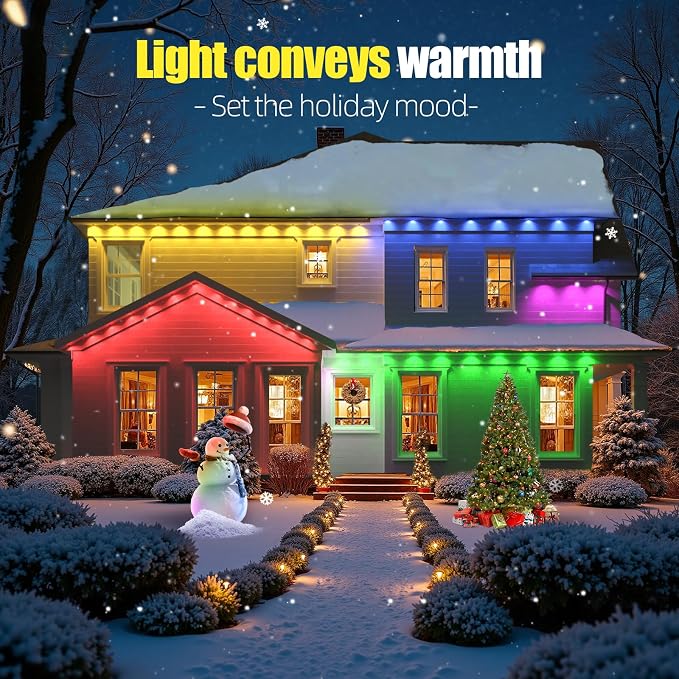Permanent Outdoor Lights 300ft RGB+IC Eave Lights for House | IP67 Waterproof Smart LED Outdoor Lights with 16M Colors, App/Remote Control for Daily, Christmas, Halloween, Party