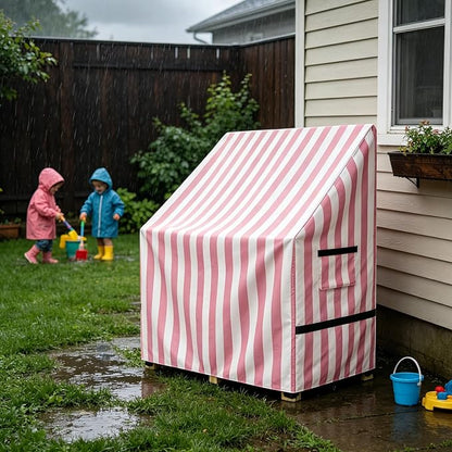 Kids Outdoor Mud Kitchen Cover,Heavy Duty Waterproof & Anti-UV Dustproof Outdoor Wooden Play Kitchen Covers,31.5" W x 15.7" D x 35.4" H, Pink, Cover Only