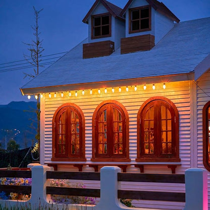 Outdoor String Lights, 50FT 20 LED Iridescent Holographic Bulbs, Waterproof Patio Lights with Remote Control, Shatterproof Connectable Lights for Backyard, Porch, Garden, and Party