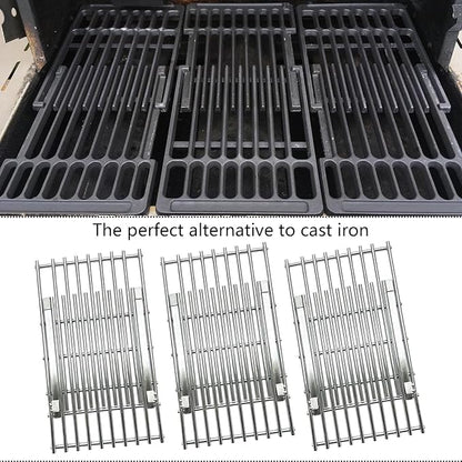 Stainless Cooking Grill Grates Replacement Adjustable Universal Extends from 14" to 20" Long, 8" Wide Each Adjust Expandable Cooking Grill Grids (3pack)
