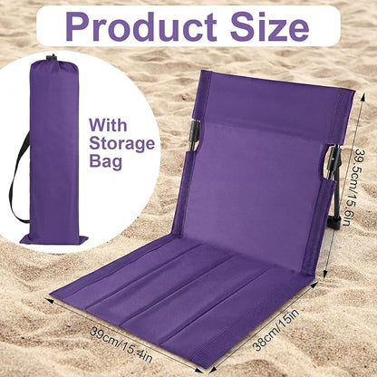 Karenhi 2 Pcs Foldable Poolside Beach Chairs for Edge of Pool Portable Beach Chairs Folding Pool Seats with Back Support Carry Bag for Adults Traveling Camping Picnic Lawn (Purple)