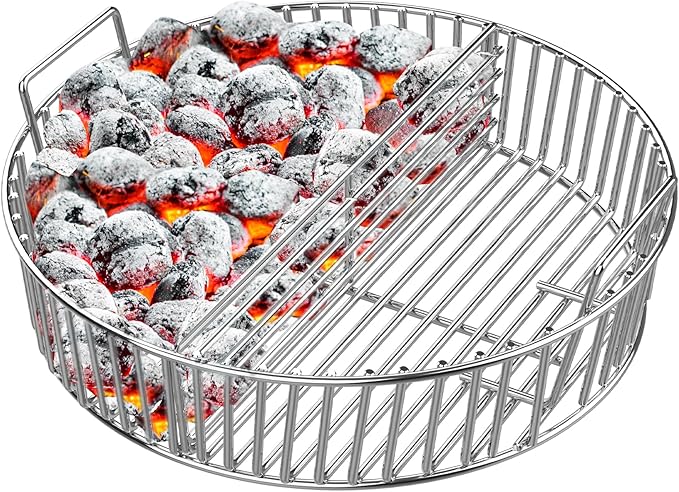 onlyfire Stainless Steel Charcoal Ash Basket Fits X-Large Big Green Egg Ceramic Grills, Charcoal Basket Big Green Egg Accessories