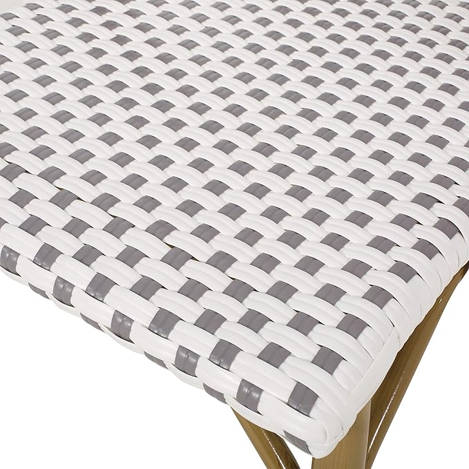 Christopher Knight Home Philomena Outdoor French Bistro Chair (Set of 2), Gray + White + Bamboo Print Finish