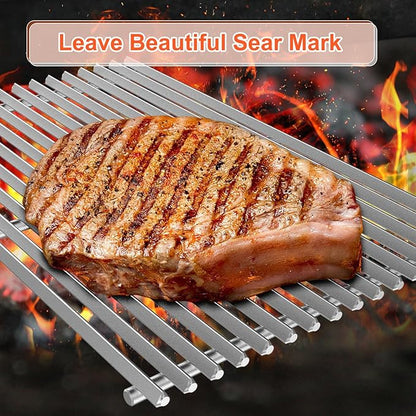 9.5MM Thick 19.5" Grill Grates for Weber Genesis 300 Series(2007–2016), 304 Stainless Steel Weber Genesis Grill Parts, Replacement for Weber Genesis E310 S310 E320 S320 E330 S330, Weber 7524 & 7528