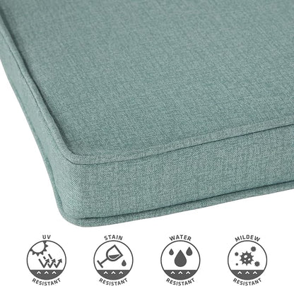 Outdoor 18 inch Square Patio Dining Chair Pads – Comfortable Fiber-Filled Seat Cushions with Ties, Reversible Polyester Fabric - Seaglass, Set of 2