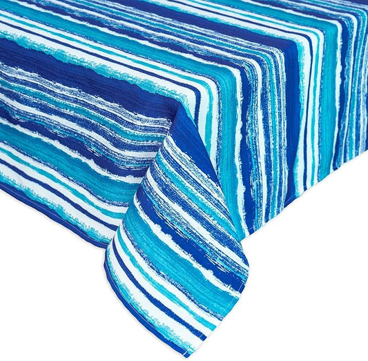 YiHomer Indoor Outdoor Tabletop for Spring Summer Decorations, Picnics and Dinner Parties - Stain and Water Resistant, Crayon Art (Ocean), Zipper Tablecloth, 60 x 84 Rectangle with Umbrella Hole