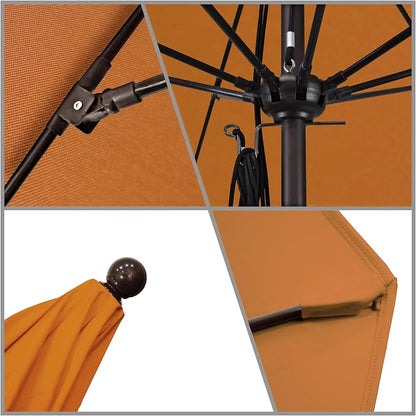 California Umbrella 11' Round Aluminum/Fiberglass Umbrella, Pulley Lift, Bronze Pole, Sunbrella Tuscan Fabric