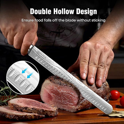 PAUDIN Brisket Knife, 12 Inch Carving Knife Stainless Steel Brisket Slicing Knifes with Granton Edge for Meat Cutting, Roasts, BBQ, Turkey
