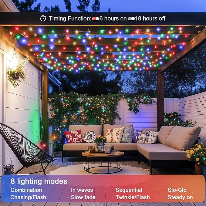 JMEXSUSS 132ft 400 LED Christmas Lights Indoor Outdoor Waterproof | 8 Modes Multicolor Christmas Tree Lights Plug in with Remote, Twinkle String Light for Bedroom Party Tree Christmas Decor