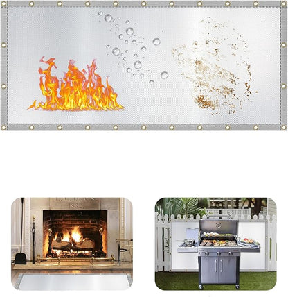 Heat Shield Behind Grill Silver Fireproof Cover and Screen Protect Deck Railing from Grill Heat Shield for Wood Stove, 3’x10’ Wall Protector for Fridge Waterproof BBQ Mat UV Resistant Privacy Screen