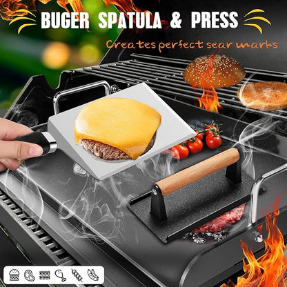 RINPIR 33PCS Griddle Accessories Kit for Blackstone, Flat Top Grill Accessories Tools with Cooling Rack, Melting Dome and Burger Press, Professional Hibachi Spatula Gift Set for Outdoor Teppanyaki BBQ