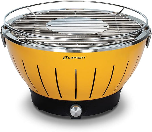 Lippert Odyssey Portable Grill - Compact and Versatile Charcoal Grill for Camping, Tailgating, and Outdoor Cooking - Lightweight and Durable Design with Large Cooking Surface - Amber