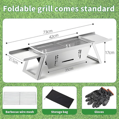 Small Barbecue Grill Outdoor Stainless Steel Grill Charcoal BBQ Grill Convenient Folding for Home Indoor