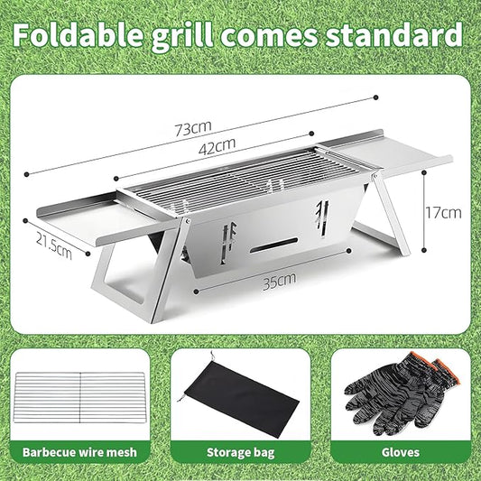 Small Barbecue Grill Outdoor Stainless Steel Grill Charcoal BBQ Grill Convenient Folding for Home Indoor