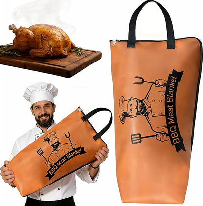 BBQ Meat Resting Blanket - Premium Faux Leather Insulated Smoker Grilling Bag for Brisket, Turkey, Pork Shoulder & Beef - Grill Accessories Gifts for Men, Dads & BBQ Lovers