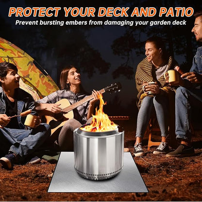 DocSafe 40 x 40 inches Square Fire Pit Mat,4-Layer Fireproof Under Grill Mat Heat Insulated Indoor Fireplace Pad Protector for Deck,Patios,Grass,BBQ Smoker, Portable Reusable Oil-Proof and Waterproof