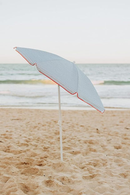 PICNIC TIME 5.5 Ft Portable Beach Umbrella, Lightweight UV Protection Sunshade with Tilt Pole & Carry Bag, Outdoor Canopy Umbrella for Beach, Sand, Pool, Patio, Camping, Travel, or Backyard Shade, (Wave Break Gray Pattern)