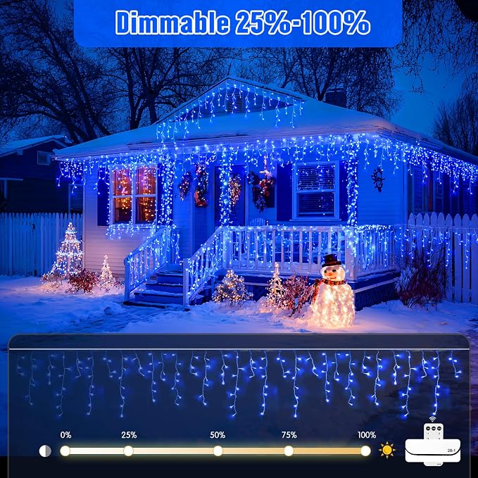JMEXSUSS Blue Christmas Icicle Lights for Outside, 400 LED 38.8 FT | Connectable Icicle Lights Indoor Outdoor with 80 Drops, Christmas Lights with Remote Plug in for Fireplace Christmas Decor
