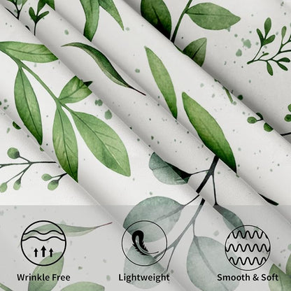 Sweetshow Spring Floral Teal Sage Green Tablecloth Round 60 Inch Watercolor Eucalyptus Leaf Round Table Cloth Wrinkle Resistant Washable Table Cover for Kitchen Dining Room Holiday Party Picnic Patio