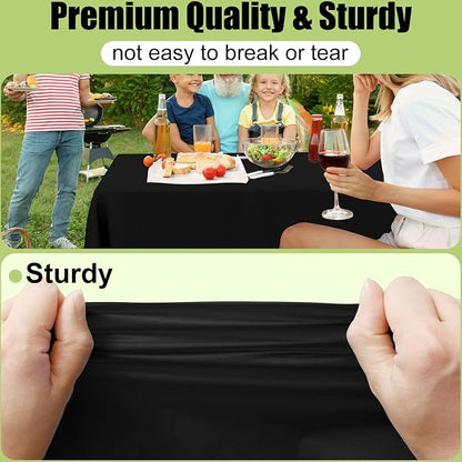 Smiry Disposable Table Cloth - 12 Pack, 54 x 108 Inch Waterproof Rectangle Tablecloths for Parties, Decorative Plastic Table Cover, Leakproof & Sturdy, Black