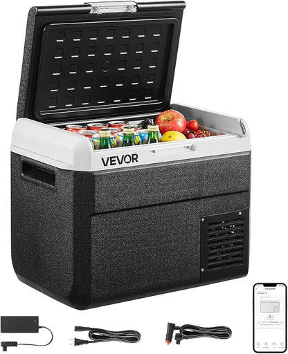 VEVOR 12 Volt Car Refrigerator, 31.7QT/30L Car Fridge, Portable Electric Freezer with -4℉ to 68℉ Adjustable Temp, 12/24V DC and 100-240V AC Compressor Cooler for Outdoor, Camping, RV