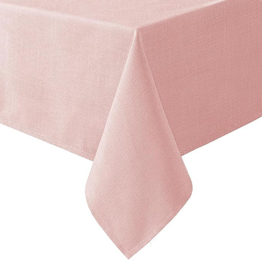 H.VERSAILTEX Linen Textured Table Cloths 54 x 54 Inch Solid Tablecloth Waterproof Table Cover for Dining Buffet Feature Soft and Thick Fabric, Baby Pink