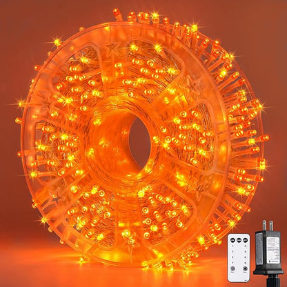 JMEXSUSS 400 LED Orange Lights for Halloween Decor, Plug in with Remote | 132ft Orange String Lights Indoor Outdoor, Fall Lights for Living Room Garden Patio Party Haunted House Tree Decorations