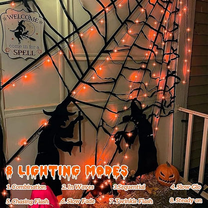 YEGUO 165ft 500 LED String Lights Outdoor Waterproof, Orange Christmas Lights Indoor, Green Wire Twinkle Tree Light Plug in with 8 Modes Timer Memory