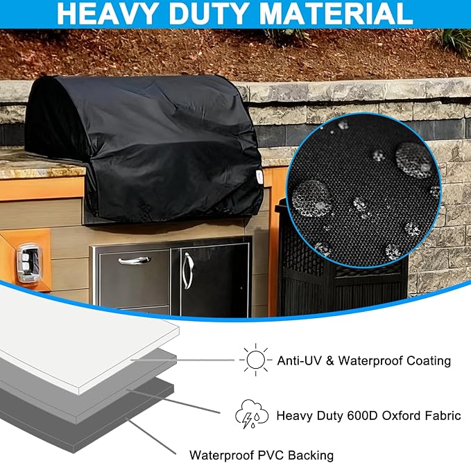 Built-in Grill Cover for Blaze 40" 5-Burner Gas Grills, Grill Top Cover for Other 40" Built-in Gas Grills, Heavy Duty 600D Waterproof Cover with Handle for Outdoor Kitchen